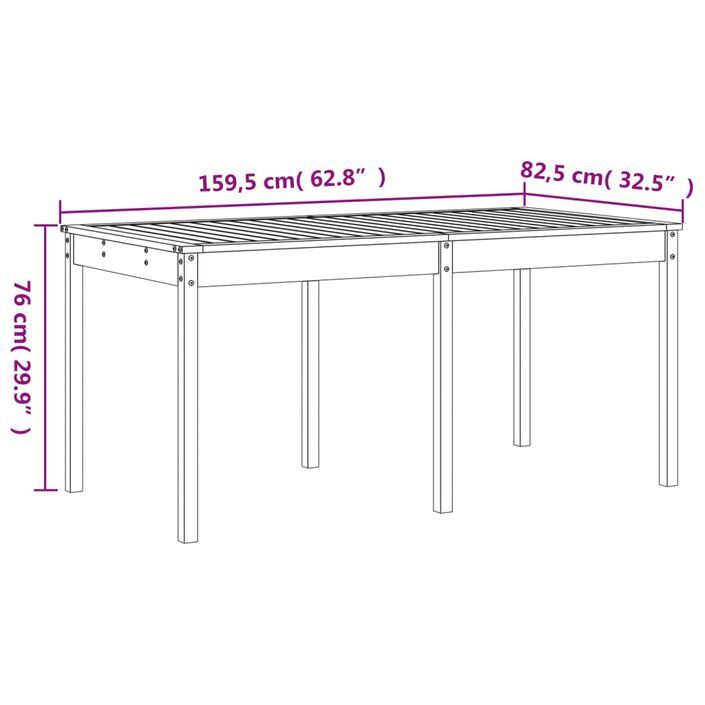 Ensemble à manger de jardin 13 pcs gris bois de pin massif - Photo n°9