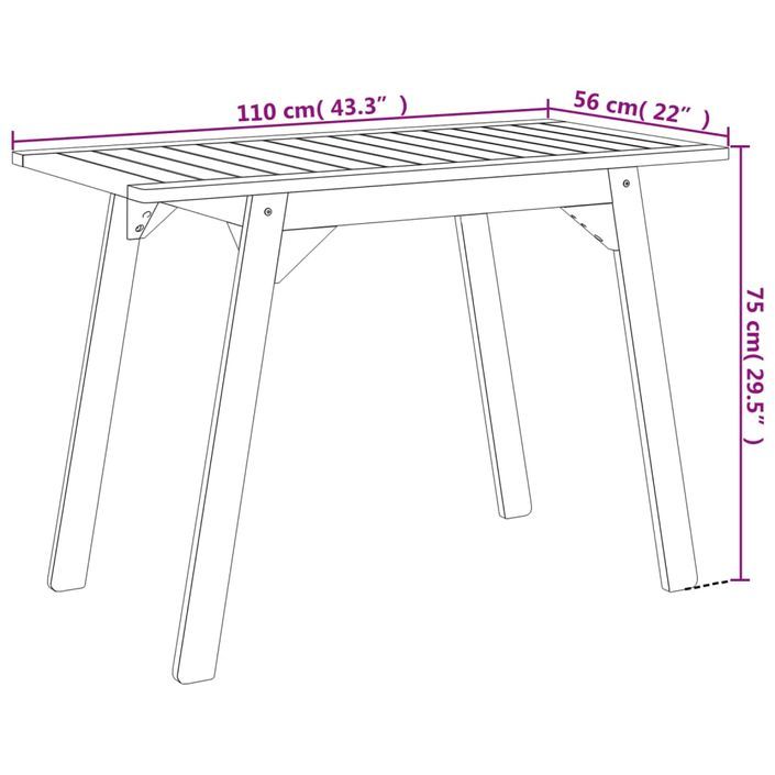 Ensemble à manger de jardin 3 pcs Bois d'acacia solide - Photo n°8