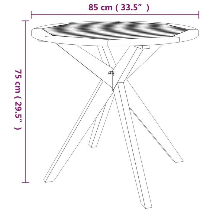 Ensemble à manger de jardin 3 pcs Bois d'acacia solide - Photo n°9