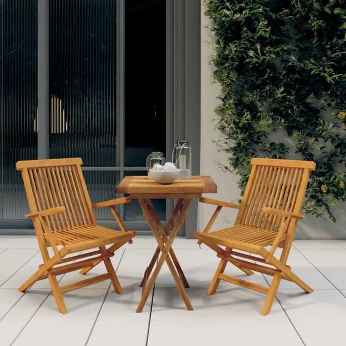 Ensemble à manger de jardin 3 pcs Bois de teck massif - Photo n°1