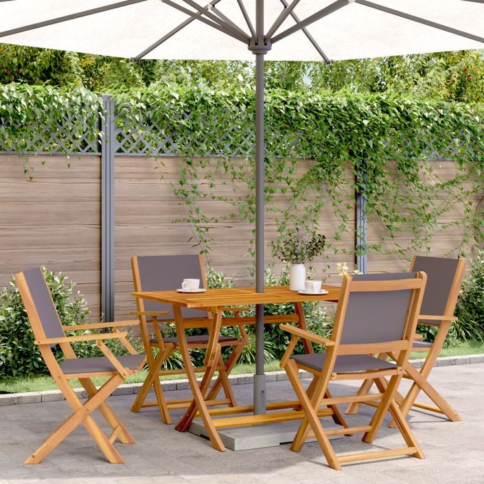 Ensemble à manger de jardin 5 pcs anthracite tissu bois massif - Photo n°1