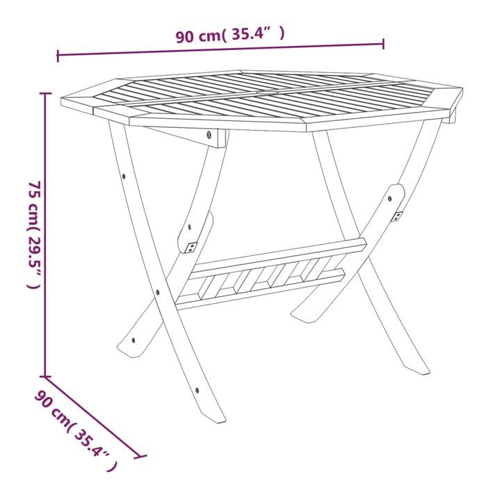 Ensemble à manger de jardin 5 pcs Bois d'acacia solide - Photo n°9