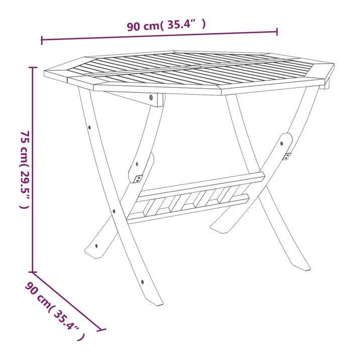 Ensemble à manger de jardin 5 pcs Bois d'acacia solide - Photo n°9