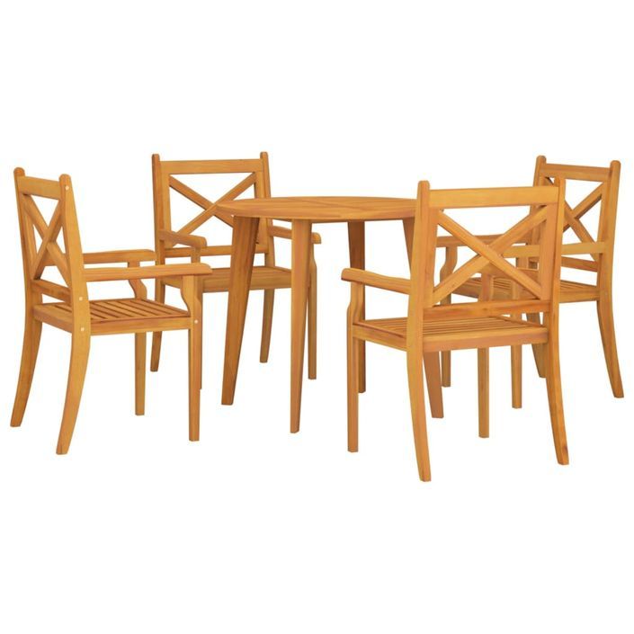 Ensemble à manger de jardin 5 pcs Bois d'acacia solide - Photo n°3