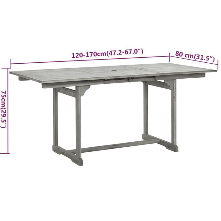 Ensemble à manger de jardin 5 pcs Bois d'acacia solide - Photo n°9