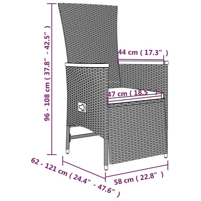 Ensemble à manger de jardin 5 pcs coussins gris résine tressée - Photo n°12