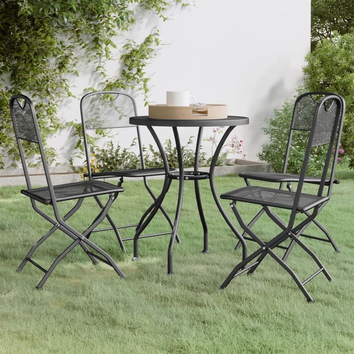 Ensemble à manger de jardin 5 pcs Maille Métal Anthracite - Photo n°1