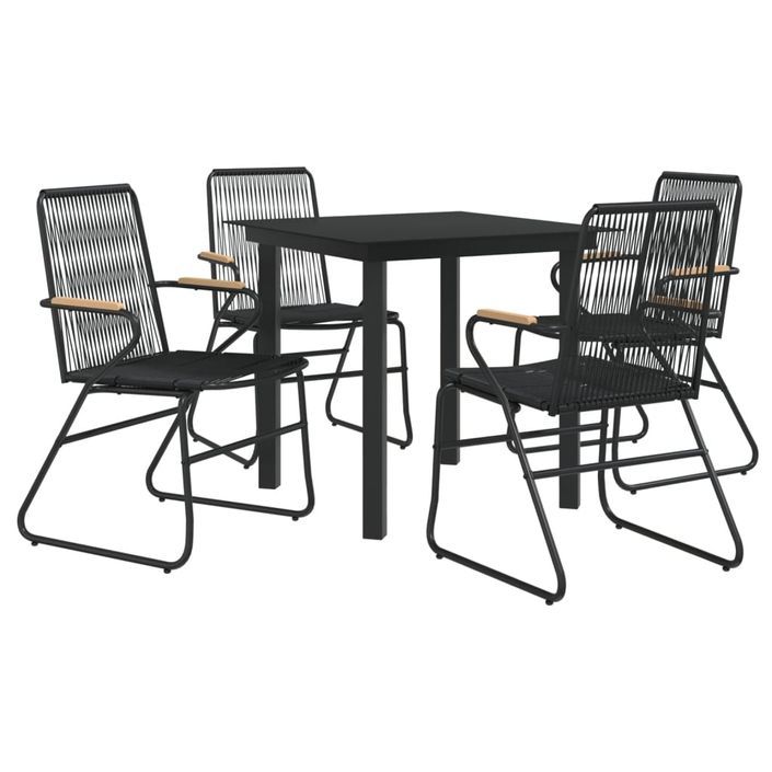 Ensemble à manger de jardin 5 pcs Noir Rotin PVC - Photo n°3