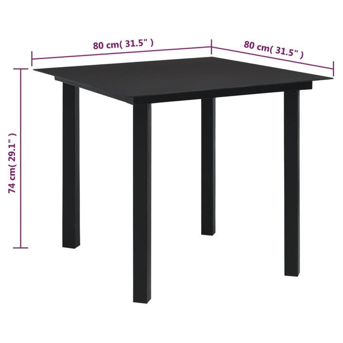 Ensemble à manger de jardin 5 pcs Noir Rotin PVC - Photo n°12