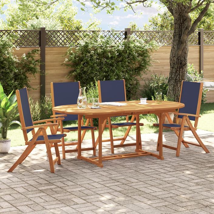 Ensemble à manger de jardin 5pcs bois d'acacia solide textilène - Photo n°1