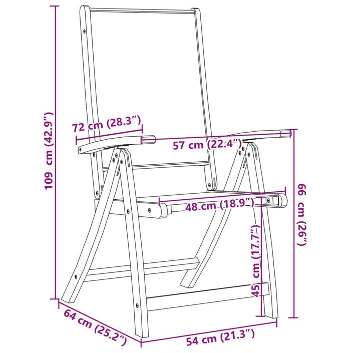 Ensemble à manger de jardin 5pcs bois d'acacia solide textilène - Photo n°12