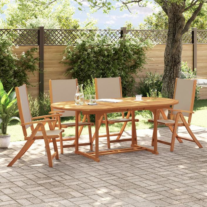 Ensemble à manger de jardin 5pcs bois d'acacia solide textilène - Photo n°1