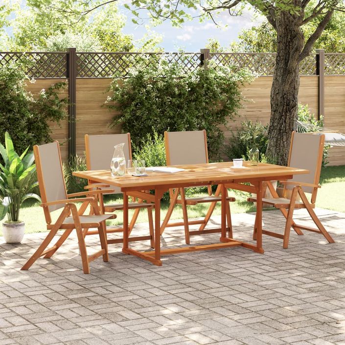 Ensemble à manger de jardin 5pcs bois d'acacia solide textilène - Photo n°1