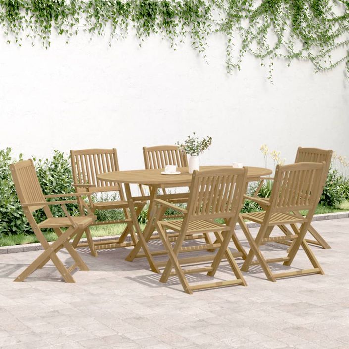 Ensemble à manger de jardin 7 pcs Bois d'acacia solide - Photo n°3