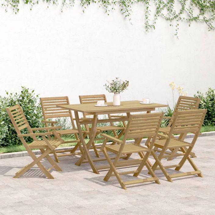 Ensemble à manger de jardin 7 pcs Bois d'acacia solide - Photo n°3