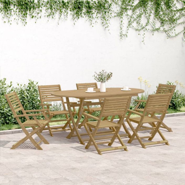 Ensemble à manger de jardin 7 pcs Bois d'acacia solide - Photo n°3