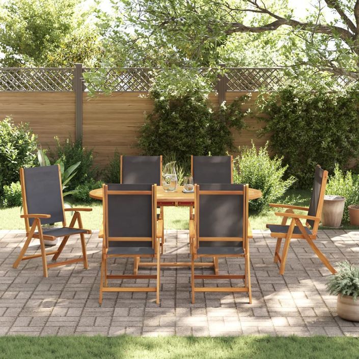 Ensemble à manger de jardin 7pcs bois d'acacia solide textilène - Photo n°3