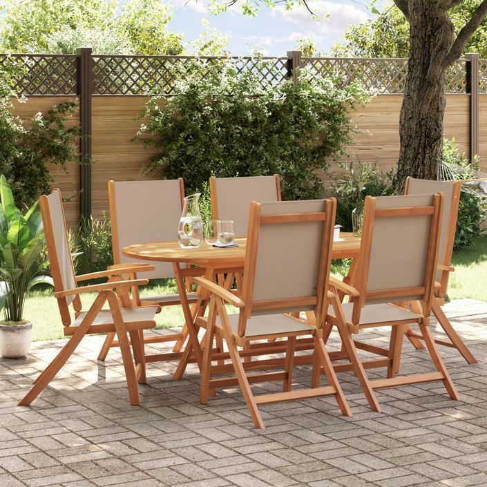 Ensemble à manger de jardin 7pcs bois d'acacia solide textilène - Photo n°1