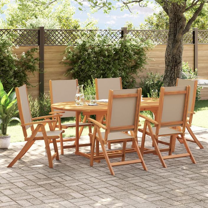 Ensemble à manger de jardin 7pcs bois d'acacia solide textilène - Photo n°1