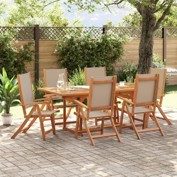 Ensemble à manger de jardin 7pcs bois d'acacia solide textilène - Photo n°1