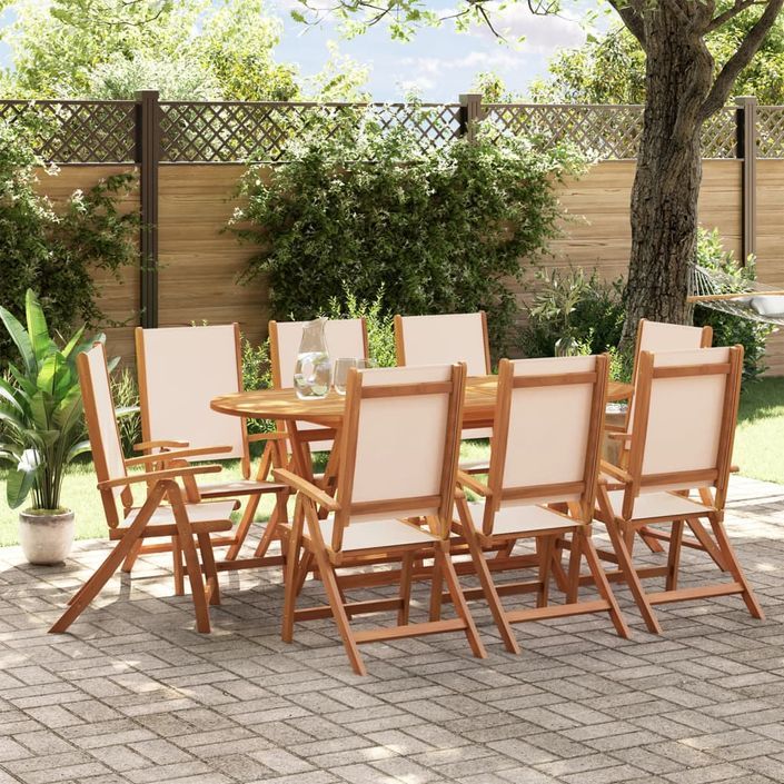 Ensemble à manger de jardin 9pcs bois d'acacia solide textilène - Photo n°1