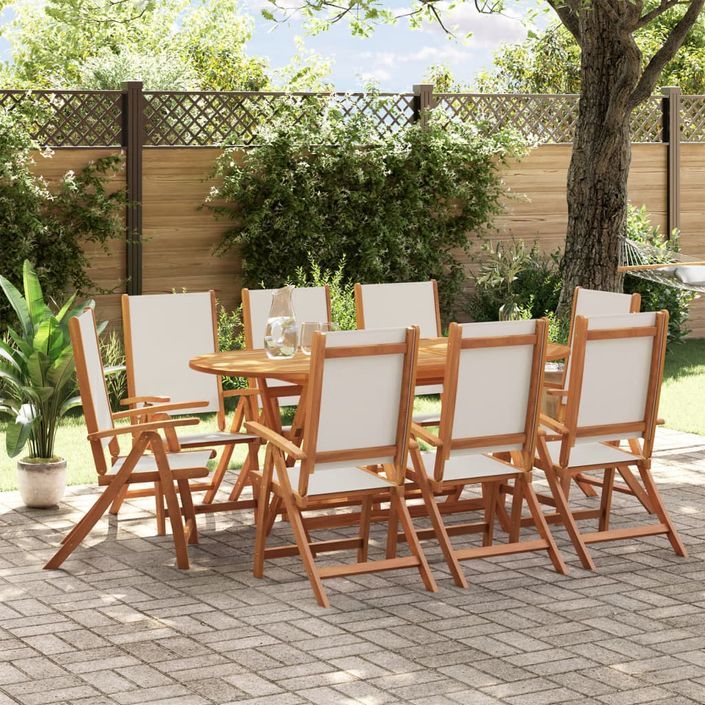 Ensemble à manger de jardin 9pcs bois d'acacia solide textilène - Photo n°1