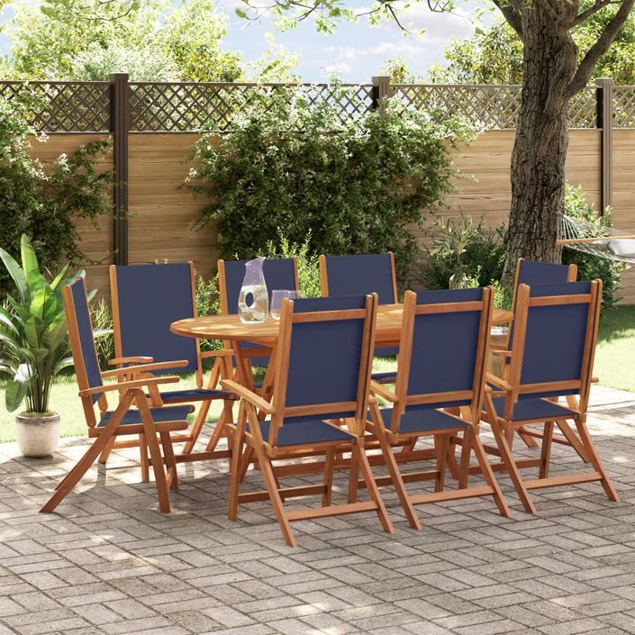 Ensemble à manger de jardin 9pcs bois d'acacia solide textilène - Photo n°1