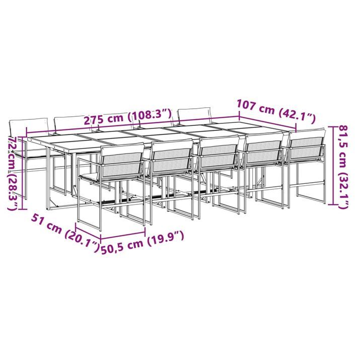 Ensemble à manger de jardin avec coussins 11pcs blanc textilène - Photo n°9