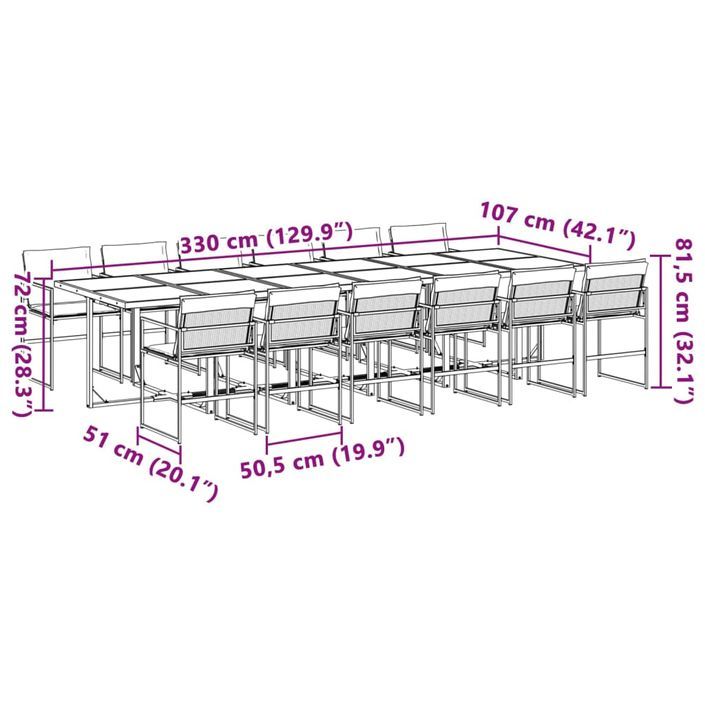 Ensemble à manger de jardin avec coussins 13pcs blanc textilène - Photo n°9