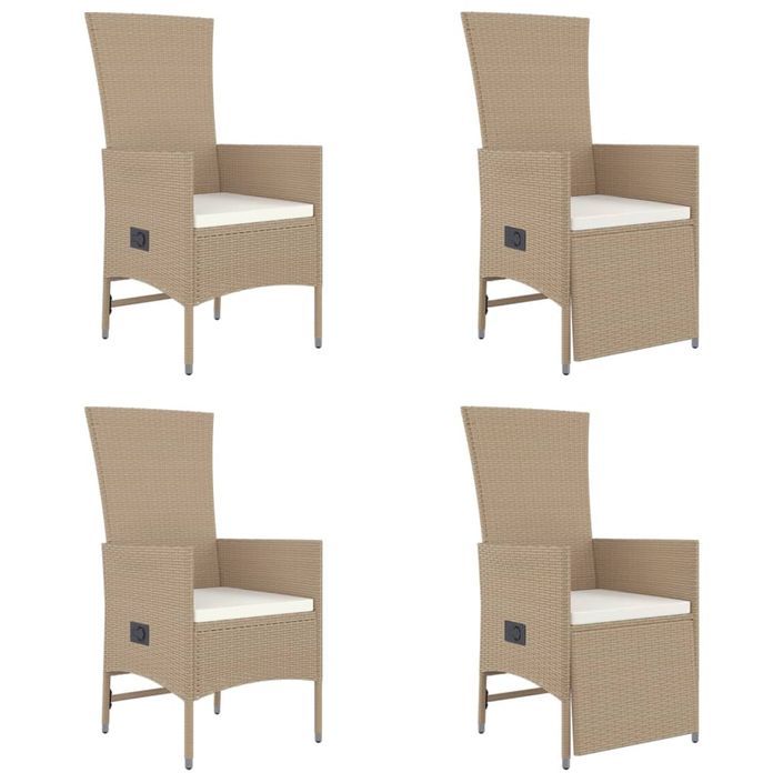 Ensemble à manger de jardin avec coussins 5pcs Beige poly rotin - Photo n°4