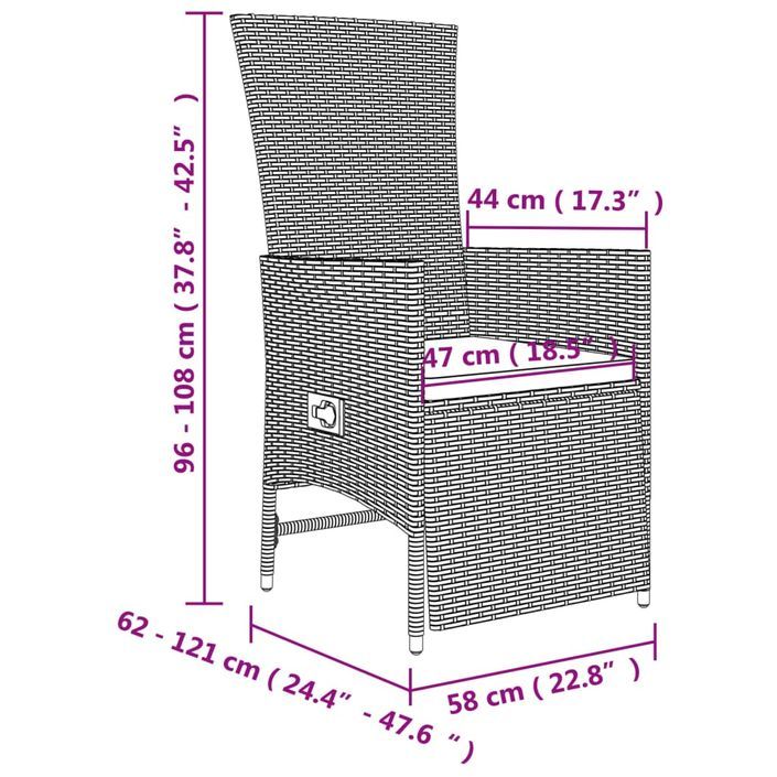 Ensemble à manger de jardin avec coussins 5pcs Beige poly rotin - Photo n°10