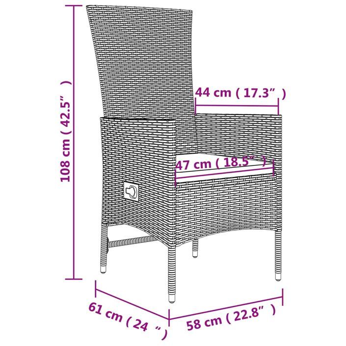 Ensemble à manger de jardin avec coussins 5pcs Beige poly rotin - Photo n°11