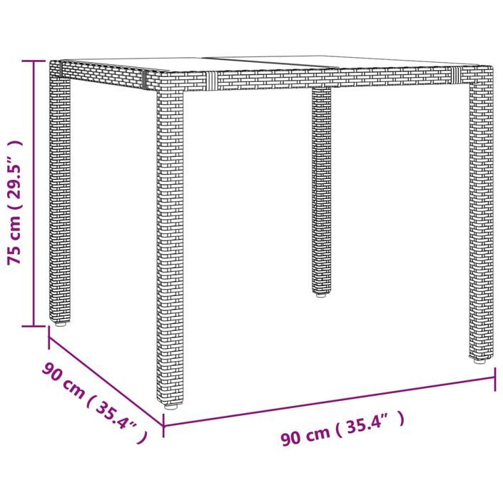 Ensemble à manger de jardin avec coussins 5pcs Beige poly rotin - Photo n°12