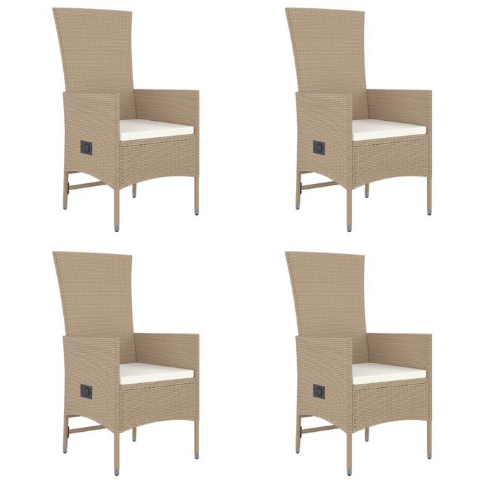 Ensemble à manger de jardin avec coussins 5pcs Beige poly rotin - Photo n°4