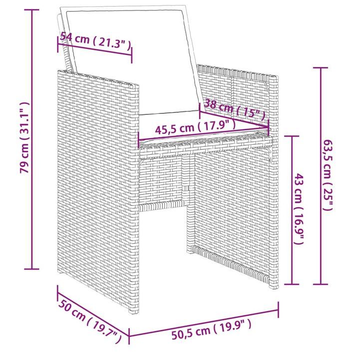 Ensemble à manger de jardin avec coussins 5pcs Beige poly rotin - Photo n°10