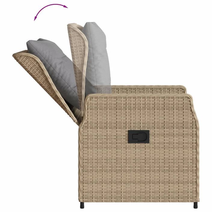 Ensemble à manger de jardin avec coussins 5pcs Beige poly rotin - Photo n°6