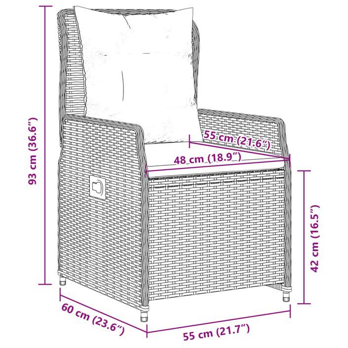 Ensemble à manger de jardin avec coussins 5pcs Beige poly rotin - Photo n°11