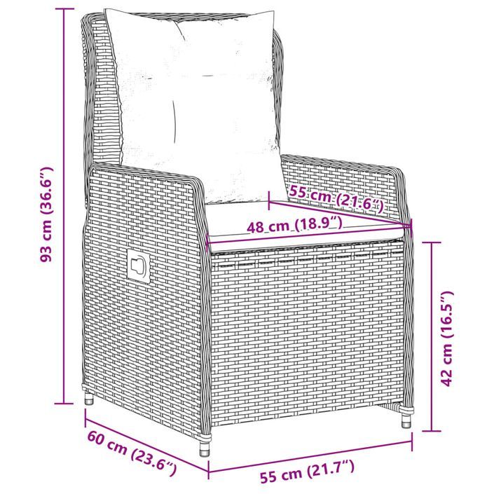 Ensemble à manger de jardin avec coussins 5pcs Beige poly rotin - Photo n°12