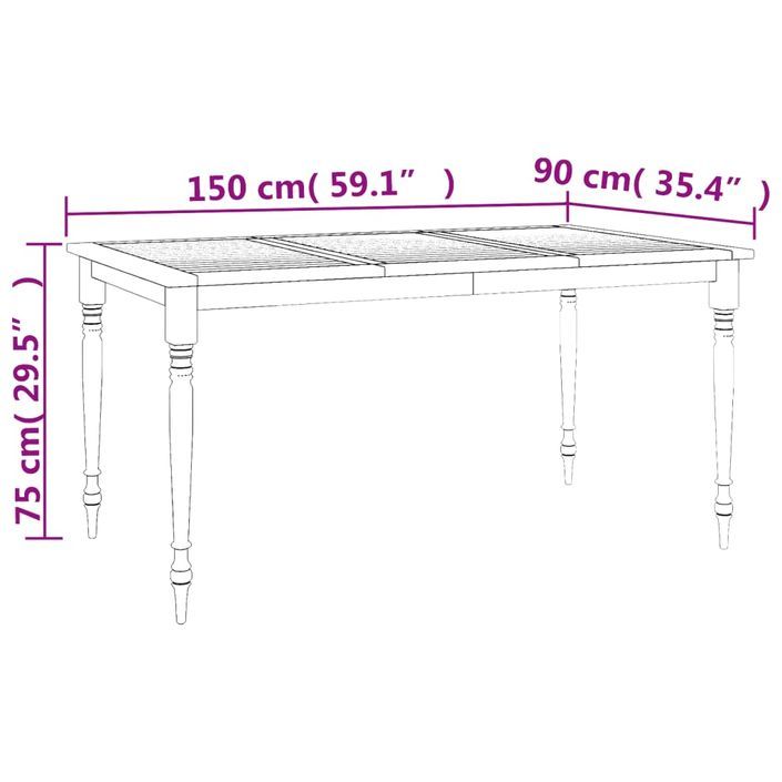 Ensemble à manger de jardin coussins 7pcs Bois de teck solide - Photo n°7