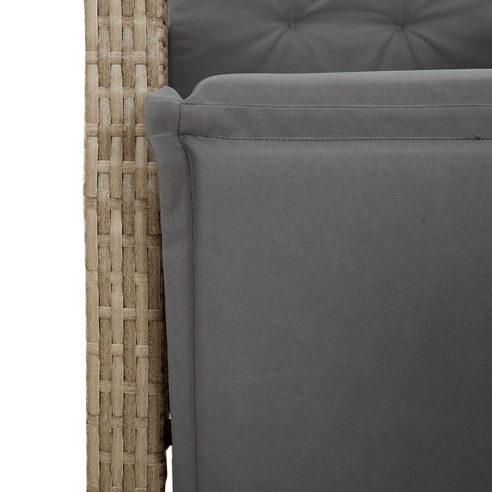 Ensemble à manger de jardin et coussins 3 pcs Beige poly rotin - Photo n°5