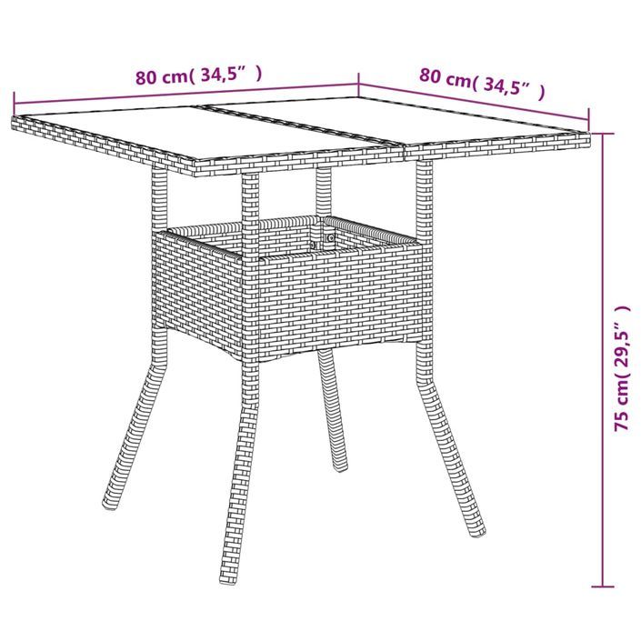 Ensemble à manger de jardin et coussins 3 pcs gris rotin verre - Photo n°9