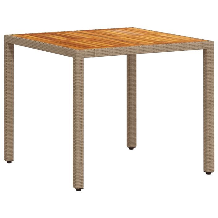 Ensemble à manger de jardin et coussins 3pcs beige rotin acacia - Photo n°4