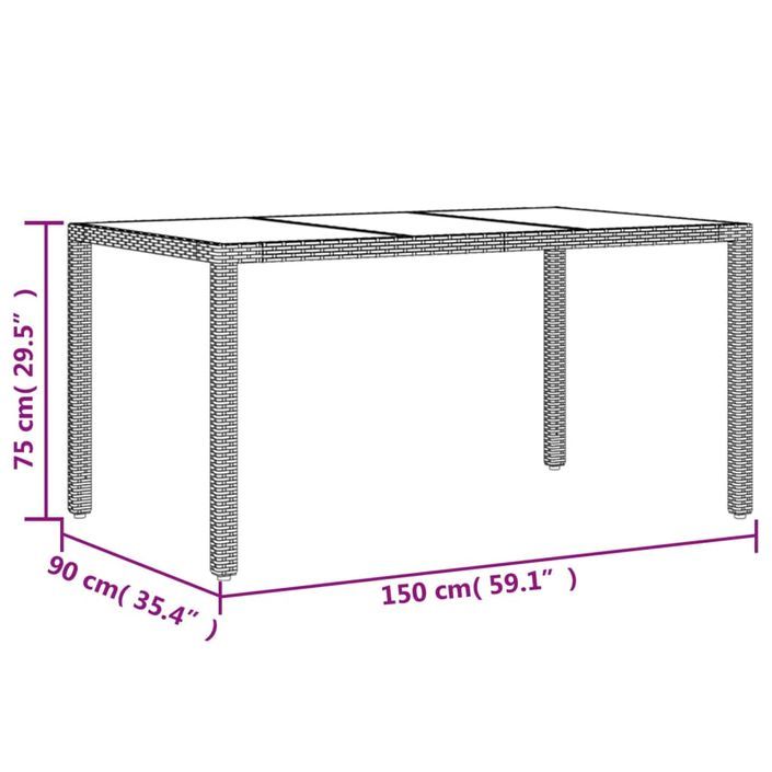 Ensemble à manger de jardin et coussins 5 pcs beige rotin verre - Photo n°9