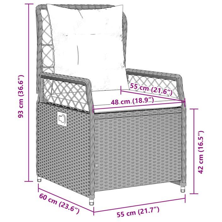 Ensemble à manger de jardin et coussins 7 pcs beige poly rotin - Photo n°10