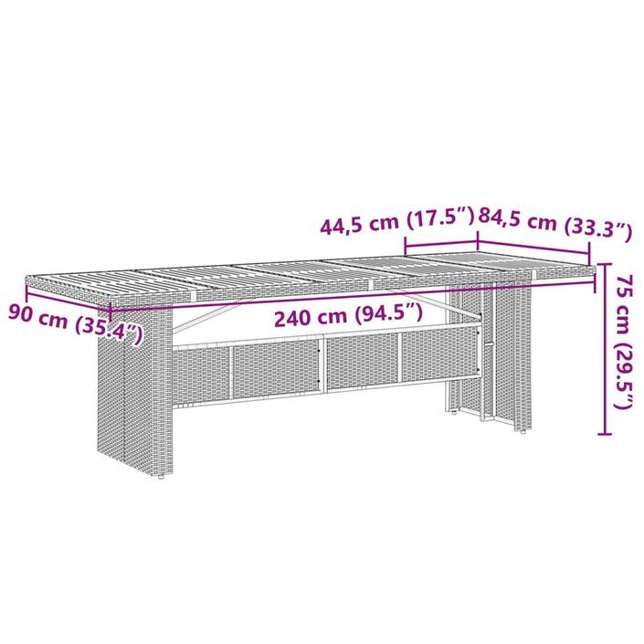 Ensemble à manger de jardin et coussins 7 pcs gris rotin - Photo n°8