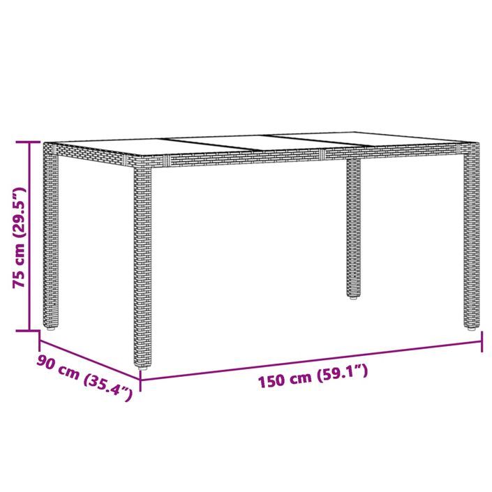 Ensemble à manger de jardin et coussins 7 pcs marron rotin - Photo n°9