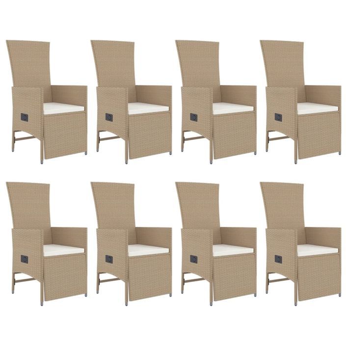 Ensemble à manger de jardin et coussins 9 pcs beige Poly rotin - Photo n°4