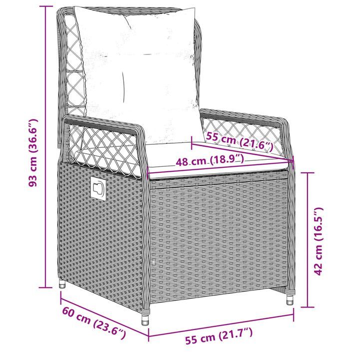 Ensemble à manger de jardin et coussins 9 pcs beige Poly rotin - Photo n°11