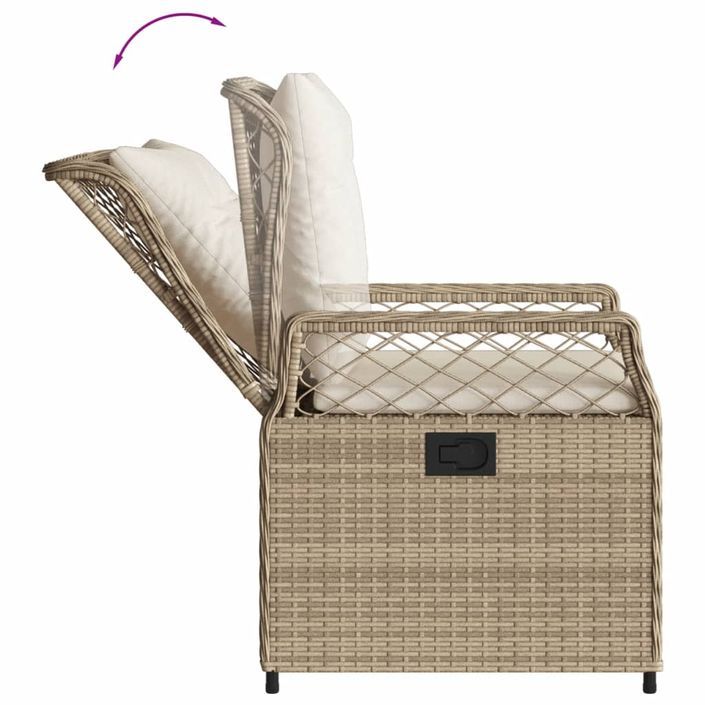 Ensemble à manger de jardin et coussins 9 pcs beige Poly rotin - Photo n°5