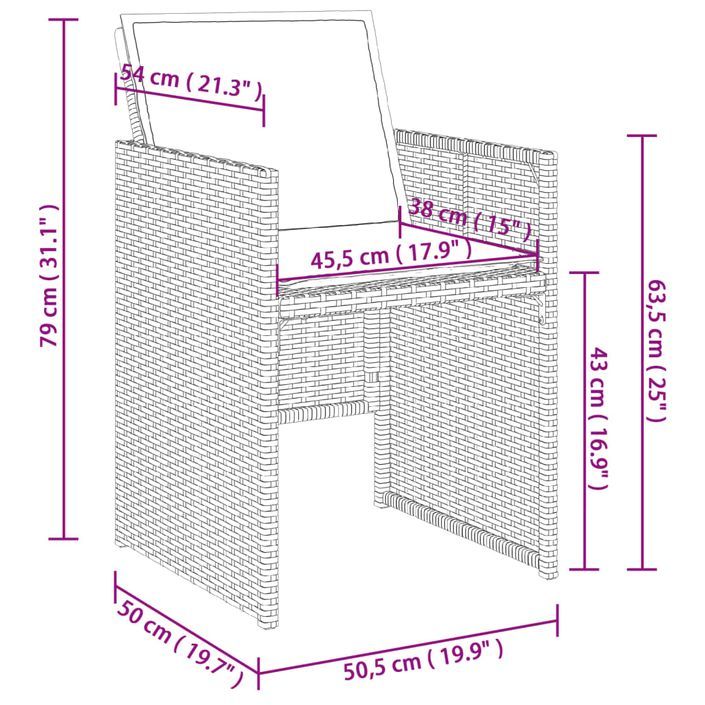 Ensemble à manger de jardin et coussins 9 pcs gris clair rotin - Photo n°9